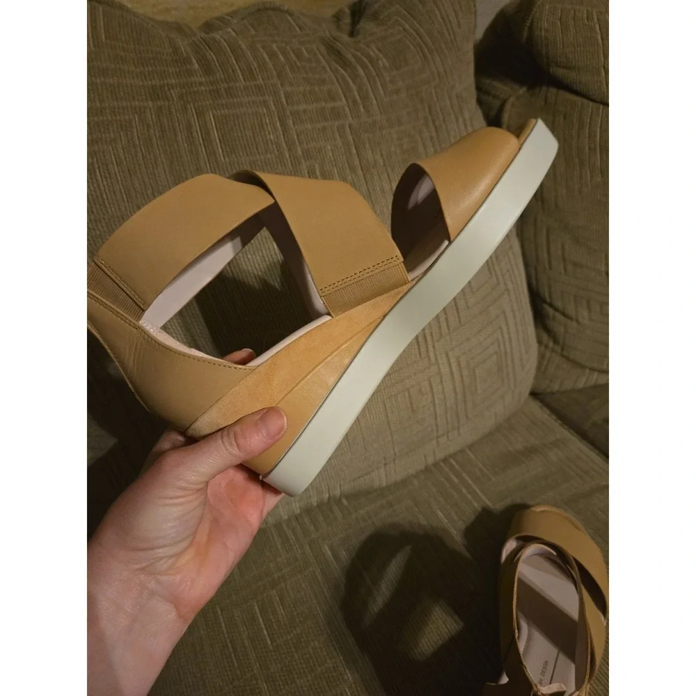ECCO Elevate Women's Sandals Brown Leather EU 38 US 7 Casual Wedge Comfort Shoes
